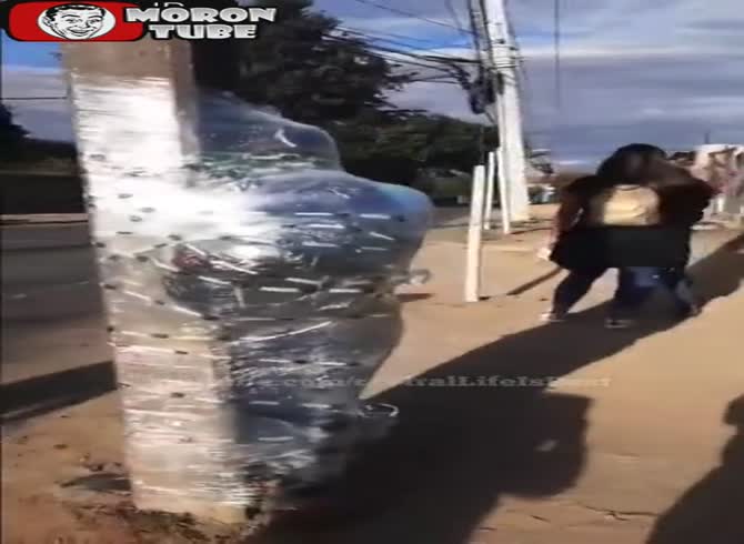 Video :A burglar is struck by a power pole